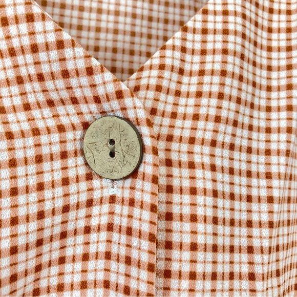 Lauren Conrad V Neck Cropped Ruffled Blouse XXL Orange Button Down Peplum Flowy - Picture 8 of 16